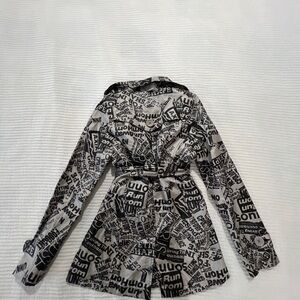 Joujou Rain Stylish Black and Gray Belted Women's Jacket - Size M